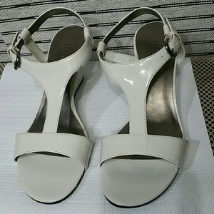 Off White Patent Leather Sandals